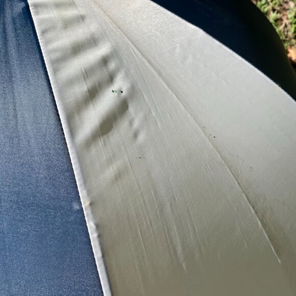 Magic Chef Appliances Blue and White Large Umbrella Wood Handle Vintage - Picture 9 of 11